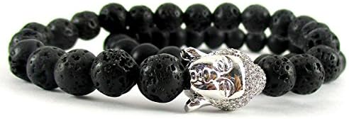 Pumice Stone with Flexible and Durable Rubber Strap Shamballa Bracelet Hindu Yoga Buddha Surf Bead Z76