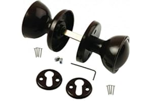 INFINITY DECOR Black Plastic Rim Knobs/Mortice Door Knob for use with Lock Sheds Gates Doors