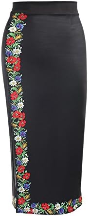 YTJH Women's Skirt Long Stamped High Waist Zipper Midi Elegant Pencil Skirt