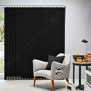 MSR 116 Vertical Blinds/Curtains and Shades for Home Furnishing(Balcony,Kitchen,Bedroom,Bathroom etc) Black (3 ft  3 ft)