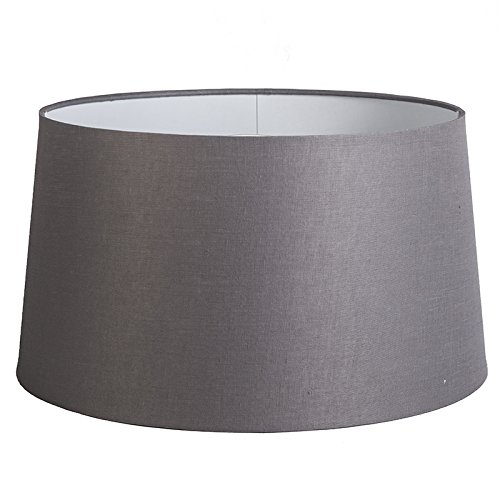 QAZQA Leinen Schirm 45cm rund DS E27 leinen dunkelgrau , Rund konisch Schirm Pendelleuchte, Schirm Stehleuchte,