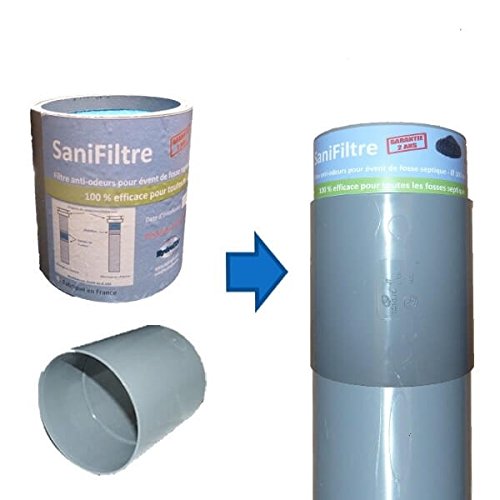 Lote para fosa séptica: filtro de olores + kit de montaje, gris, 100