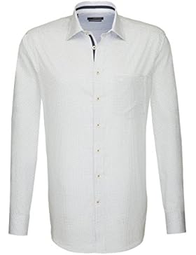 Seidensticker Herren Langarm Hemd Splendesto Regular Fit Kent Tape Print blau / weiß strukturiert 188530.12
