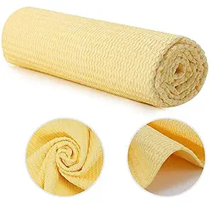 ZAMPEQ 3D Chamois Towel, Premium Synthetic Shammy Towel, Car wash, Glass, Mirror, Faster Drying, No Lint, No Streak with Storage Tube 43 x 32cm (Yellow Color)