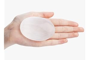 SERAFINO British Fossils Selenite Pebble Palmstone Smooth Stone Healing Angelic Meditation Energy Charged Crystal Large (Selenite) 1 Piece