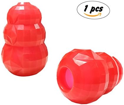 Dog Toys for Aggressive Chewer Shaped Tough Rubber Treat IQ Calabash with Rhombus Surface - Red