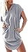 Produktbild hippolo Damen kurze Ärmel lose Hoodie CASUAL Bluse Shirt Tops Mini Kleid grau XXL