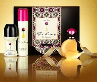 Avon Far Away Fragrance Gift Set ***New Xmas 2014** Inc Eau De Parfum, Body Spray, Roll-On Anti-Perspirant Deodorant Complete With Gift Box