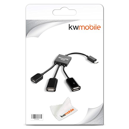 kwmobile 3in1 Micro USB OTG Hub Adapter für Lenovo Yoga Tablet 2 Pro 13 (1380) – Mikro USB Verteiler in Schwarz - 6
