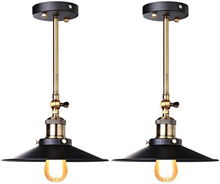 Retro Industrial Edison Simplicity 1 Light Wall Mount Light Sconces Aged Antique Brass Finish with Metal Shade (2 Sets 21CM Shade)