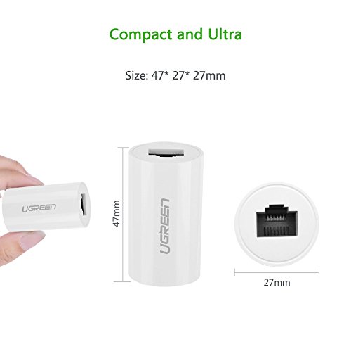 UGREEN Cat6 Netzwerkadapter RJ45 8P8C Netzwerkkabel Verbinder Kupplung Netzwerkkoppler geschirmt Buchse auf RJ45 Buchse Blitzschutz Rund Weiß (Zehn Stücks) - 7
