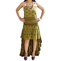 Boho Chic Designs Womens Mermaid Dresses Twirling Recycled Silk Printed Strapless Beach Party Dresses Medium/Large