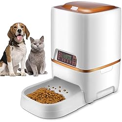Sailnovo Distributeur Automatique de Nourriture Distributeur Programmable de Croquettes Gamelle Enregistrement Vocal 4 Repas Pour Chats et Chiens (distributeur 6L, Blanc)