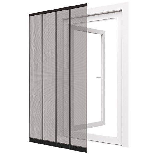 Insektenschutz Tür Vorhang 95 x 220 cm in anthrazit Fliegengitter aus Polyester Lamellen mit eingenähten Gewichten und selbstklebenden PVC Klemmleiste Fliegenvorhang - 3