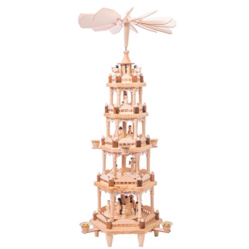 OBC-Kunsthandwerk Sehr große Weihnachts-Pyramide 5 Motive in 5 Etagen, H: 72 cm, Naturtöne, handbemalt im Erzgebirgestil OBC-Kunsthandwerk Sehr große Weihnachts-Pyramide 5 Motive in 5 Etagen, H: 72 cm, Naturtöne, handbemalt im Erzgebirgestil