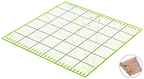 Guss & Mason Righello Patchwork 30 x 30 cm con Adesivi Antiscivolo Inclusi nella Confezione. Regolo Universale Trasparente con cm e misurazione Angoli