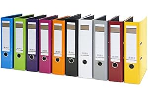 ZUIJIAPZ OXYCUTE 10x Aktenordner - DIN A4 - 75mm breit - 10 Farben, blau, grün, lila, rosa, orange, gelb, bordeaux, schwarz, weiß, hellgrau