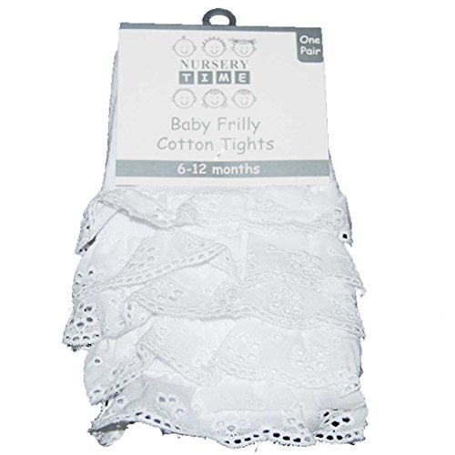 BABY FRILLY COTTON TIGHTS (18-23, WHITE)