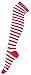 Produktbild Funny Fashion Ringel Kniestrümpfe für Erwachsene - Rot Weiß - Tolle Overknees Socken zu Clown Zwerg Wichtel Weihnachten Kostüm - Festival Karneval Mottoparty Junggesellenabschied