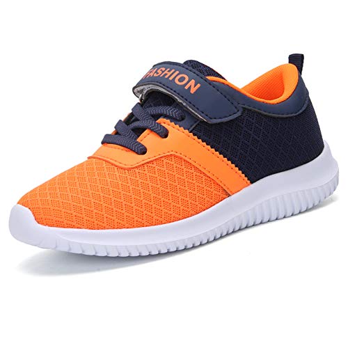 zhenghewyh Zapatillas Unisex Niños Zapatillas de Correr Transpirables Entrenadores de luz Zapatillas de Moda para Niños Niñas(Naranja, 28 EU)