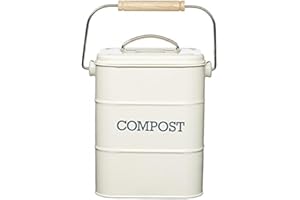 ‎LIVING NOSTALGIA KitchenCraft Living Nostalgia Küchenkompostbehälter, Metall, 16,5 x 12 x 24 cm, Antik Creme