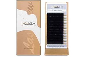LASHVIEW Eyelash Extensions,Individual Lashes,Premium Single&Classic Lashes,0.15 Thickness C 15mm,Natural Semi Permanent Eyelashes,Eyelash Extension Supplies,Soft Application-Friendly, Lashes