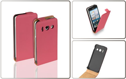 yayago Premium Flip-Style Leder Tasche -Ultra Flach- Ledertasche in Pink für Ihr Huawei Ascend Y300 - 5