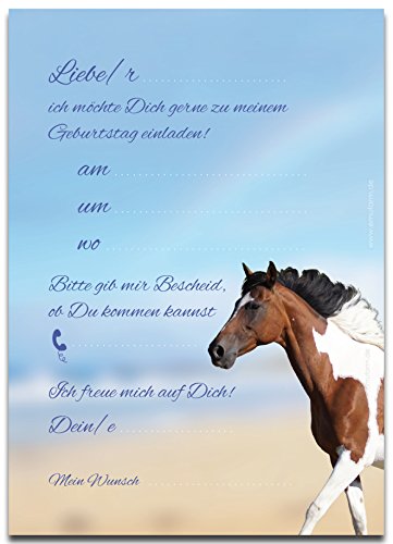 10 EINLADUNGEN zum Kindergeburtstag – Einladungskarten PAINTHORSE / PFERD - 4