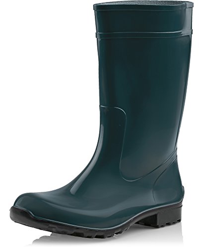 Ladeheid Botas de Agua Antideslizantes en PVC Mujer LA-967 (Verde Botella/Negro, 36)