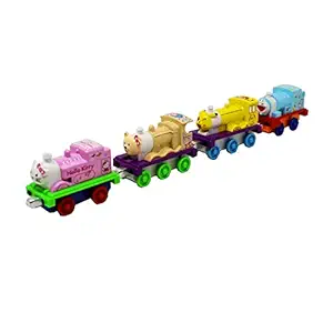Tootpado Diecast Train Cartoon Design Train Toy for Kids Pull Back Action 3 Inch Long - Pack of 4 (1TNG525) Multicolour