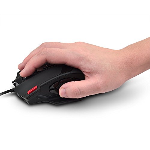 ECHTPower Programmierbare Gaming Maus für Pro Gamer, 12 Tasten, 4000dpi, Marko Funktion, Feuer Tasten, DPI einstellbar, USB Wired Kabel Gaming Mäuse LED beleuchtete Funkmaus Mouse, optisch, ergonomisch - 6