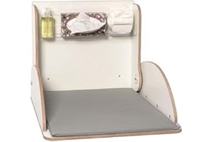 KEMMLIT Valencia Wickeltisch- klappbar als Wandwickeltisch, Weiß, Holzwerkstoff, inkl. Wickelauflage