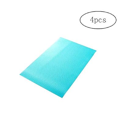 Hilai 4 pcs Mode Pad Réfrigérateur antifouling antibactériennes Mildiou humidité Pad Preserving Réfrigérateur Tapis Réfrigérateur Coussin Base napperons sous-Verres de Cuisine Tapis (Bleu)