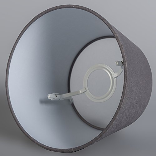 QAZQA Leinen Lampenschirm 20cm rund DS E27 leinen braun-grau , Rund konisch Schirm Pendelleuchte, Schirm Stehleuchte, - 5