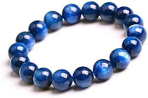 Jaipur Gems Mart Naturel AAA Bleu Cyanite Bracelet Extensible Bracelet | Longueur 7-7,5” Blue Kyanite Bracelet Pierres précieuses | Bracelet Unisexe | 6 mm Perles Forme Ronde | Hommes Perles Bracelet