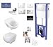 Produktbild Basic, WC-Vorwandelement WC SET, Geberit Anschlussgarnitur, mit Drückerplatte weiß oder chrom, Schallschutzset, Wand WC O.Novo Wand-Tiefspülklosett DirectFlush, Spülrandlos, mit LotusClean-Beschichtung, WC-Sitz Absenkautomatik abnehmbar, Wandbefestigung