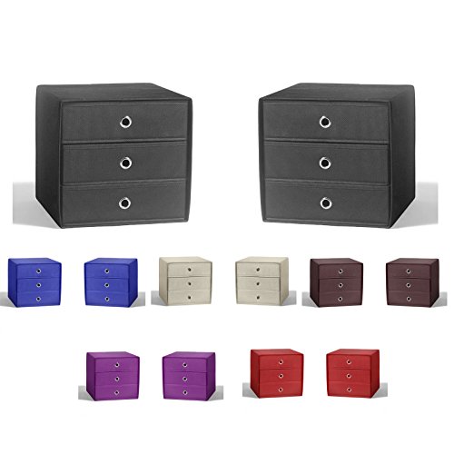 Faltbox 2-er Set mit 3 Schüben Faltboxen Organizer Aufbewahrungsbox Schubkästen (Natur)