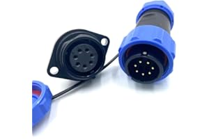 BAYZCONN SP21 7 poli Aeronautica Connettore, IP68 Impermeabile 7Pin flangiata a 2 fori Nessuna Saldatura Richiesta Connettore Elettrico Maschio Spina e Femmina Presa 500V 15A 14AWG Cavo (Cablaggio a Vite)