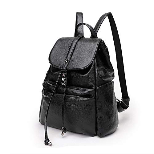 Preisvergleich Produktbild GCCLCF Damen Rucksack, Coofit Kleiner Rucksack Schwarz Leder Rucksack Elegant Schulrucksack Rucksack Handtasche Daypack Schulranzen