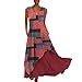 Produktbild Damen Kleider Maxi Sommerkleid Maxikleid Ärmellos Böhmischer Sommerkleider Langes Elegantes Strandkleider Türkischer Stil Boho Strandponcho Lose Kleid (2XL/EU:44, Wein)