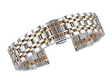 FERZA Home Uhrenarmbänder aus Metall 316L Edelstahl gerade Ende (Color : Two Tone Silver and Rose Gold, Size : 14)