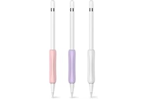 Delidigi 3 Stück Apple Pencil Griff Schutzhülle Silikon Halter Ergonomisches Ärmelzubehör Kompatibel mit Apple Pencil 1. und 2. Generation (Weiß, Rosa, Lila)