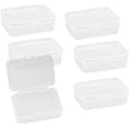 GLADFRESIT 6Pcs Small Plastic Containers With Lids Mini Rectangular Empty Containers Box Case with Lid for Beads Business Cards Pills Small Items (6.5 * 4.5 * 2cm)