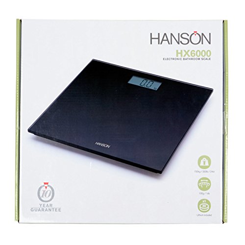 Hanson HX6000 Slim Personenwaage, elektronisch, Glas, Schwarz - 4