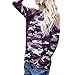Produktbild Riou-Damen Tops Langearmshirt Hemd Longsleeve T Shirt Schulterfrei Frauena Farbe Tops Elegant Bequem Lösen Oberteile beiläufigen Pullover Sweatshirt Spitzen Blusen Baumwoll Herbst (L, Lila)
