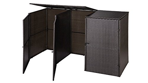 HANSE GARTENLAND Mülltonnenbox, für 3×240 l aus Polyrattan, B/T/H: 228/78/123 cm braun - 4