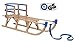 Produktbild Impag® Klassischer Davos-Schlitten Rodel | 100-125 cm lang | stabiles Buchenholz | belastbar bis 110 kg | mit Zuggurt und Sicherheits-Rückenlehne | TÜV geprüft