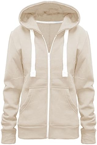 Ladies Girl WomensNEW Plus Size Zip up Sweatshirt Hooded Hoodie Coat Jacket Top UK Size 8-28 (UK Size 16/2XL, Cream)
