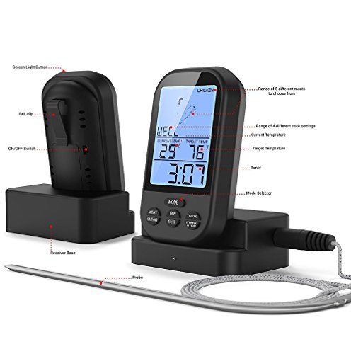 Drahtlos Sofortiges gelesenes Digital Fleisch Thermometer Einzelnes Prüfstempel Braten Alarm Fernb. BBQ-Küche Kochen für Ofen, BBQ, Raucher, Grill - 4