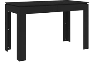 vidaXL Dining Table Scandinavian Simple Clean Lines Home Indoor Restaurant Kitchen Table Dining Room Furniture Black Engineered Wood